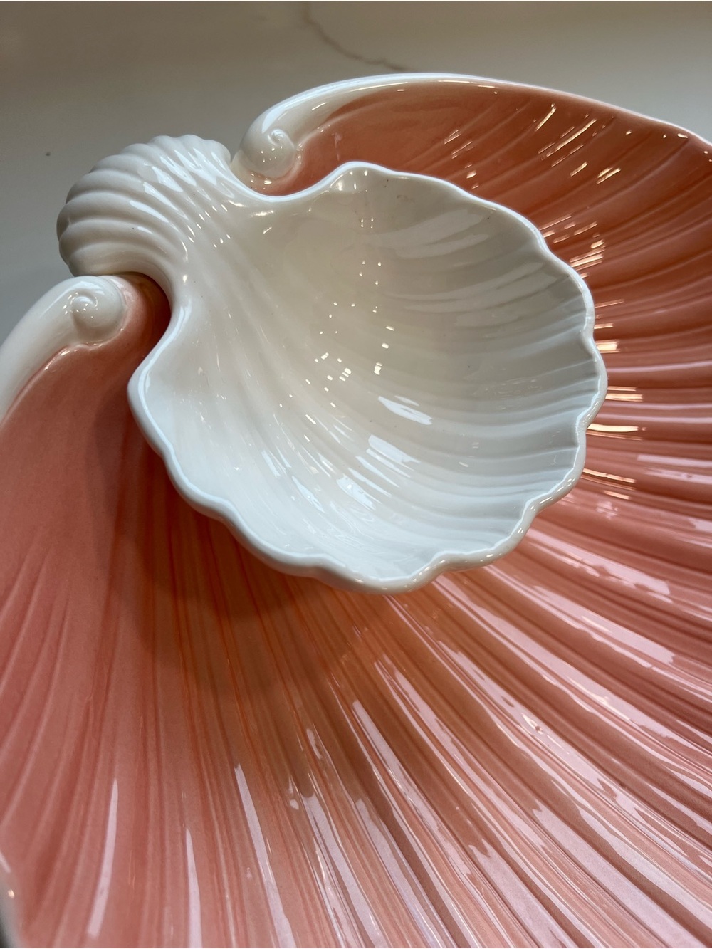 Vintage Fitz and Floyd Pink Shell Seafood Server Platter - Picture 5 of 8